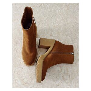 DV Dolce Vita Sz 8 Caster Camel Suede Waterproof Platform Boots Lug Sole